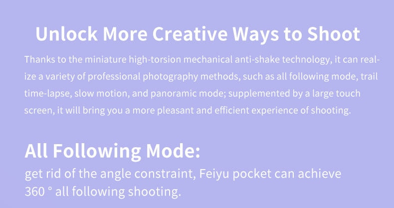 Feiyutech Wifi 3-axis Gimbal Wide Angle Pocket 4K Camera
