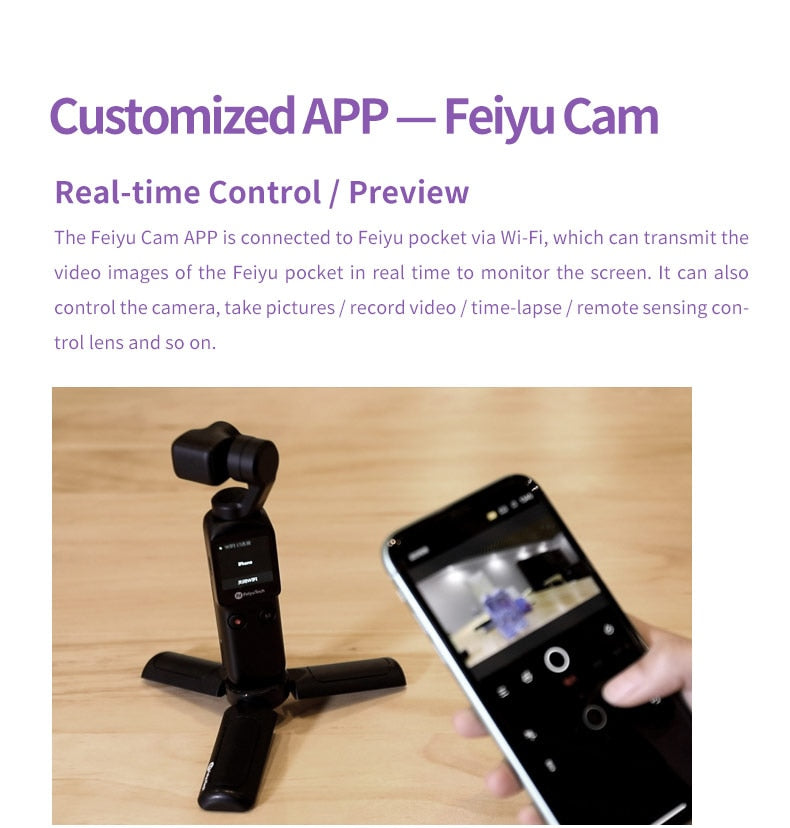 Feiyutech Wifi 3-axis Gimbal Wide Angle Pocket 4K Camera