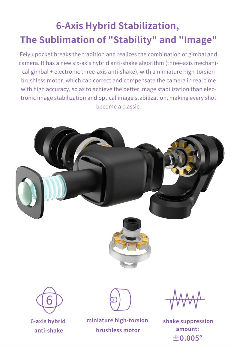 Feiyutech Wifi 3-axis Gimbal Wide Angle Pocket 4K Camera