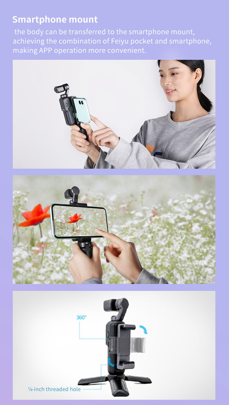 Feiyutech Wifi 3-axis Gimbal Wide Angle Pocket 4K Camera
