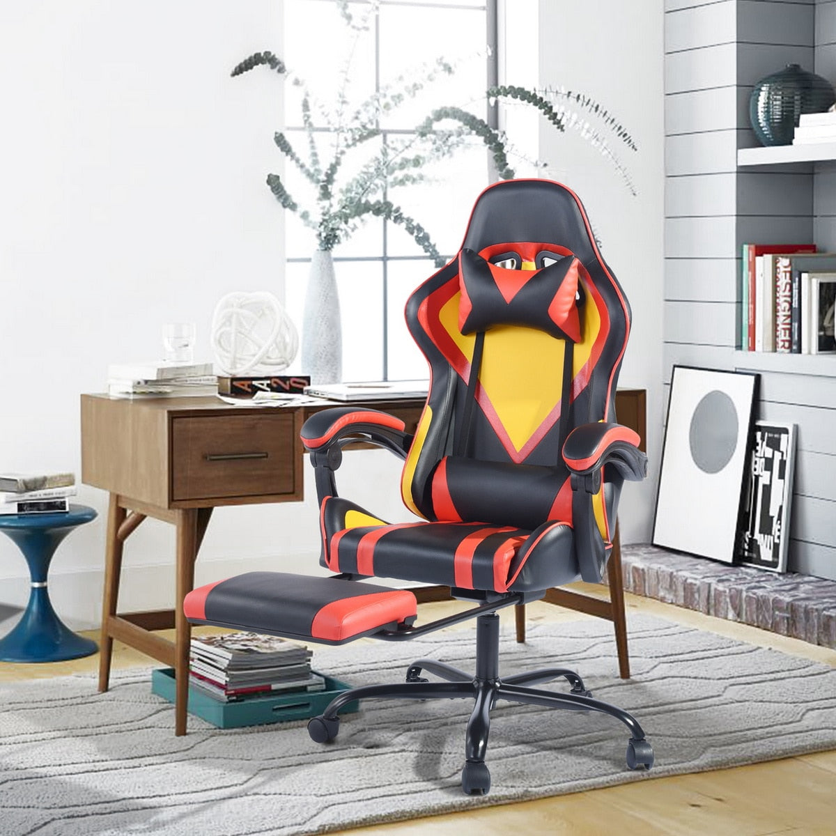Ergonomic Gaming Chair W/Headrest Lumbar Support and Footrest