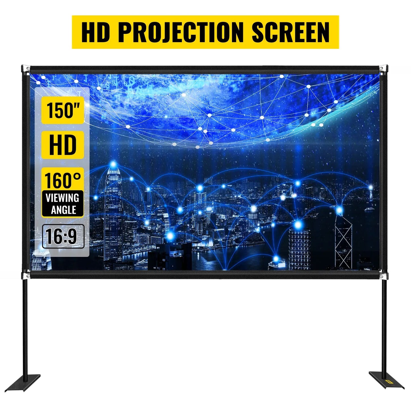 VEVOR 80 90 100 135 150 180 Inch Portable Outdoor Projector Screen W/ Stand and Storage Bag P