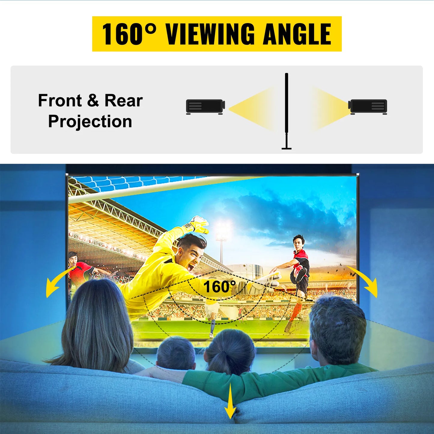 VEVOR 80 90 100 135 150 180 Inch Portable Outdoor Projector Screen W/ Stand and Storage Bag P