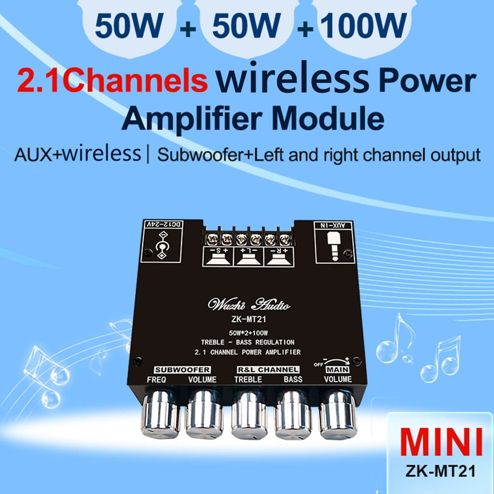 Bluetooth ZK-MT21 2x20W+100W 2.1 Channel Subwoofer Digital Power Amplifier Board