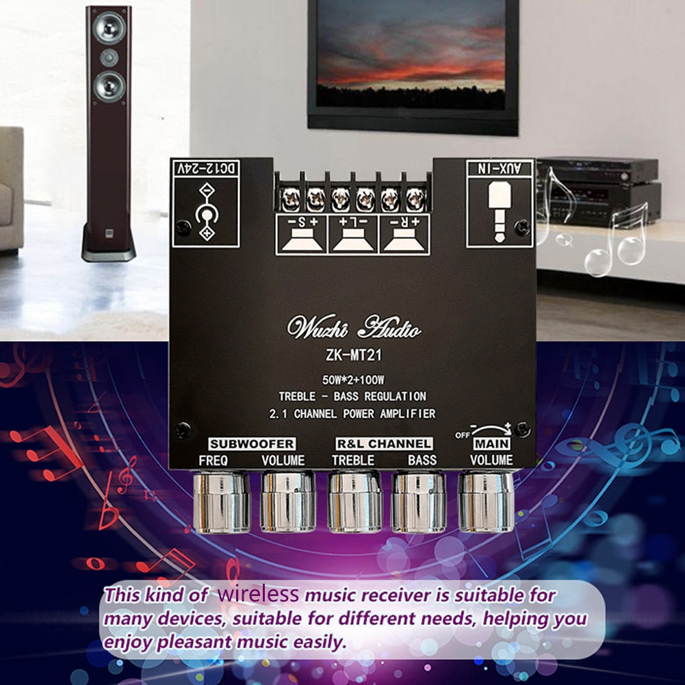 Bluetooth ZK-MT21 2x20W+100W 2.1 Channel Subwoofer Digital Power Amplifier Board