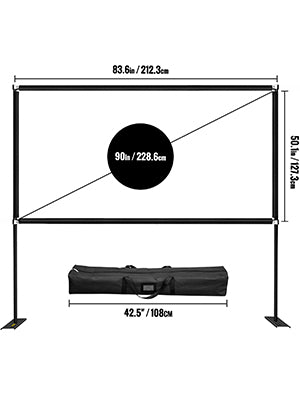 VEVOR 80 90 100 135 150 180 Inch Portable Outdoor Projector Screen W/ Stand and Storage Bag P