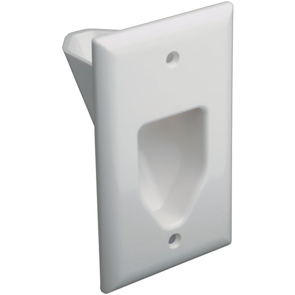 DataComm Electronics 45-0001-WH 1-Gang Recessed Low Voltage Cable Plate (White)
