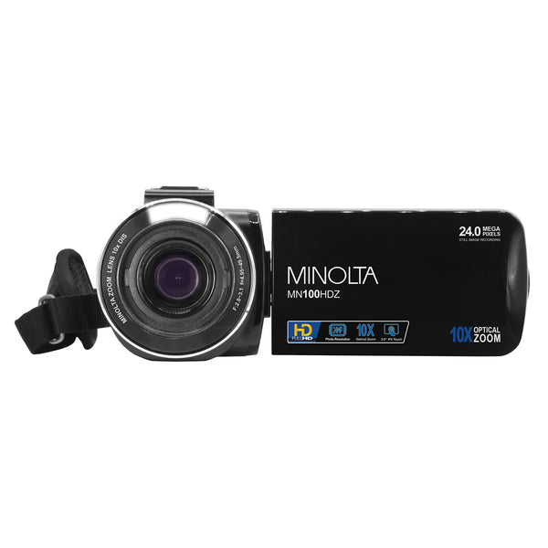 Minolta MN100HDZ-BK MN100HDZ Full HD 36x Digital Zoom Video Camcorder with Rechargeable Battery, Black