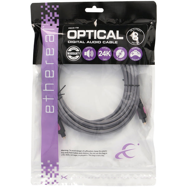 Ethereal MHX-T8 MHX Series Digital Optical Audio Cable, 24k Gold-Plated TOSLINK (26.25 Ft.)