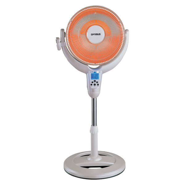 Optimus H-4500 2-Setting 1,200-Watt-Max 14-In. Pedestal Oscillating Radiant Dish Heater with Remote (Silver)