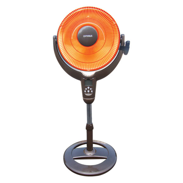 Optimus H-4501 2-Setting 1,200-Watt-Max 14-In. Pedestal Oscillating Radiant Dish Heater with Remote (Black)