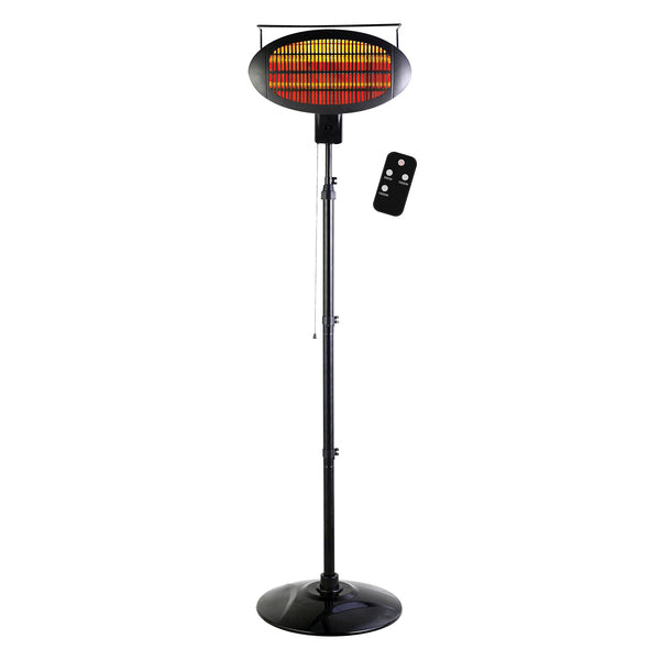 Optimus PHP-1300DIR PHP-1500DIR 3-Setting 1,500-Watt-Max Garage-Outdoor Floor-Standing Infrared Halogen Patio Heater with Remote