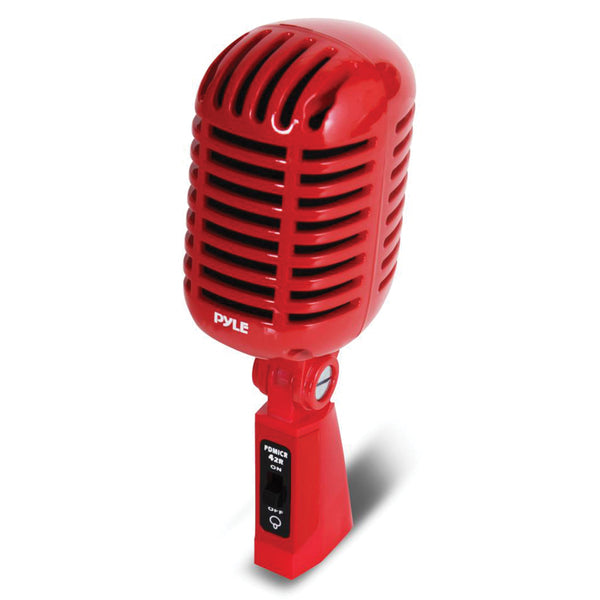 Pyle PDMICR42R Classic Retro Vintage-Style Dynamic Vocal Microphone (Red)