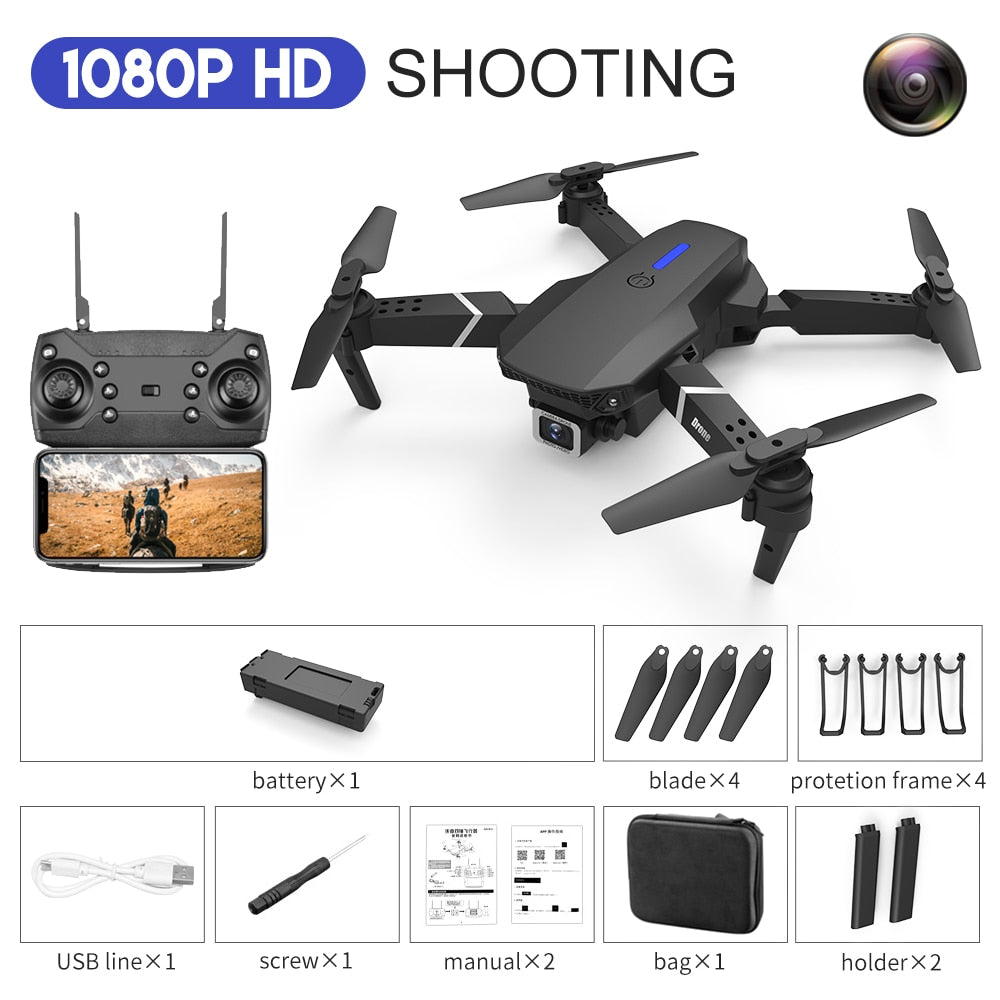 E88 4K Professional RC WIFI FPV Foldable Drone With 1080P Wide Angle HD Camera