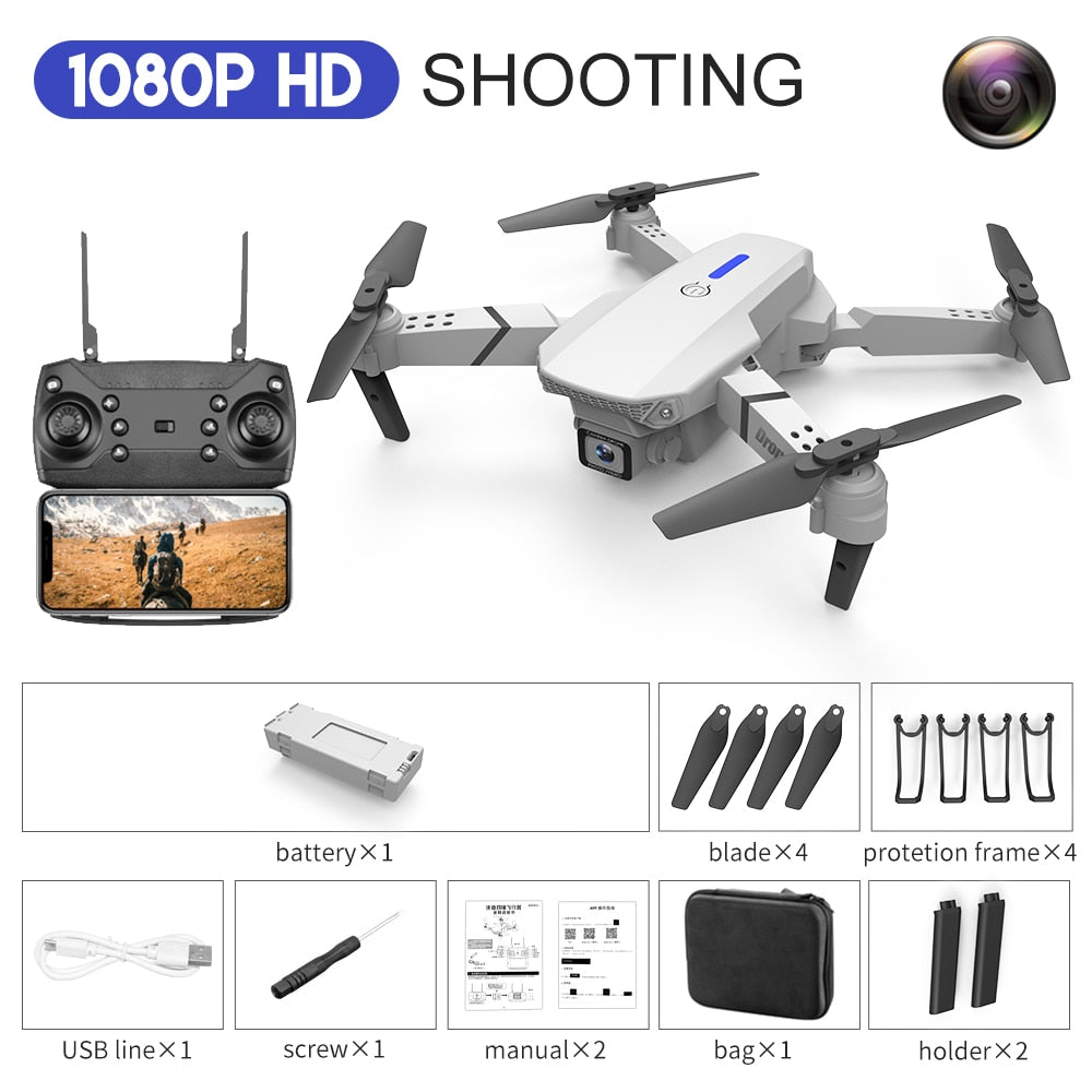 E88 4K Professional RC WIFI FPV Foldable Drone With 1080P Wide Angle HD Camera