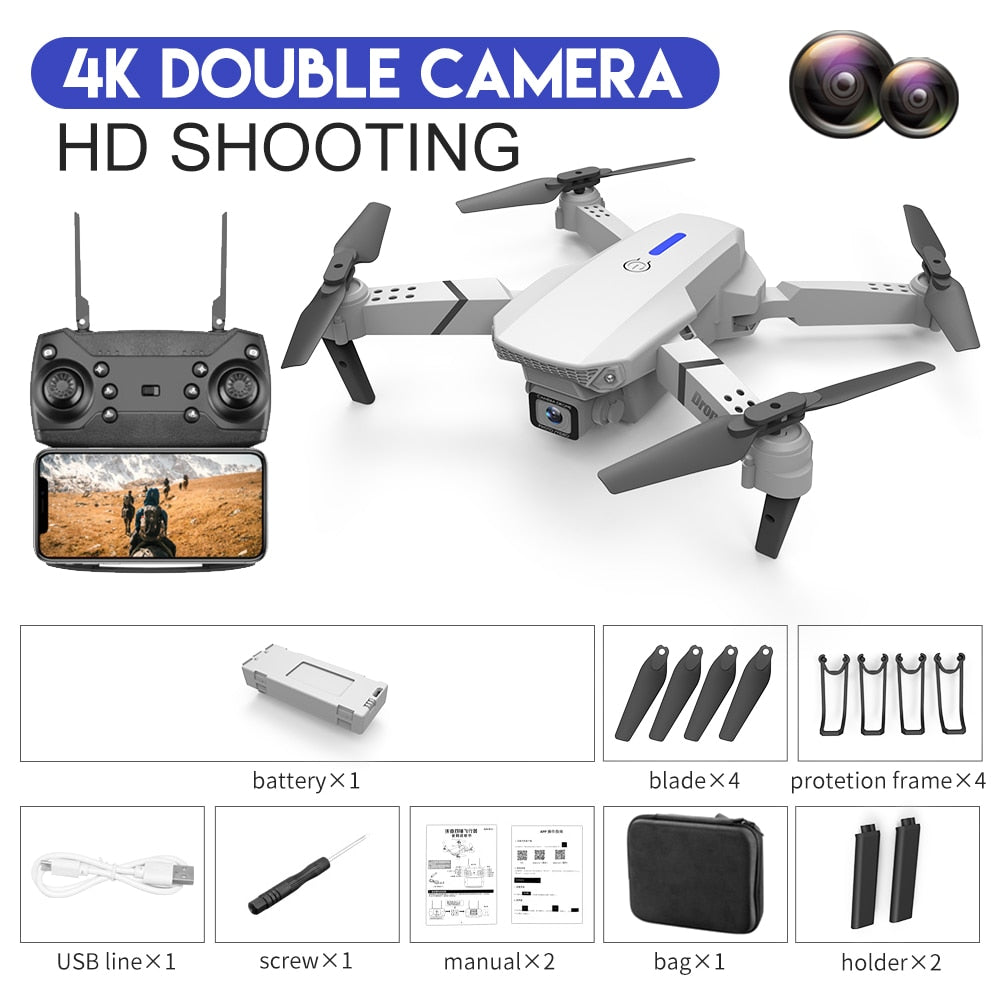 E88 4K Professional RC WIFI FPV Foldable Drone With 1080P Wide Angle HD Camera