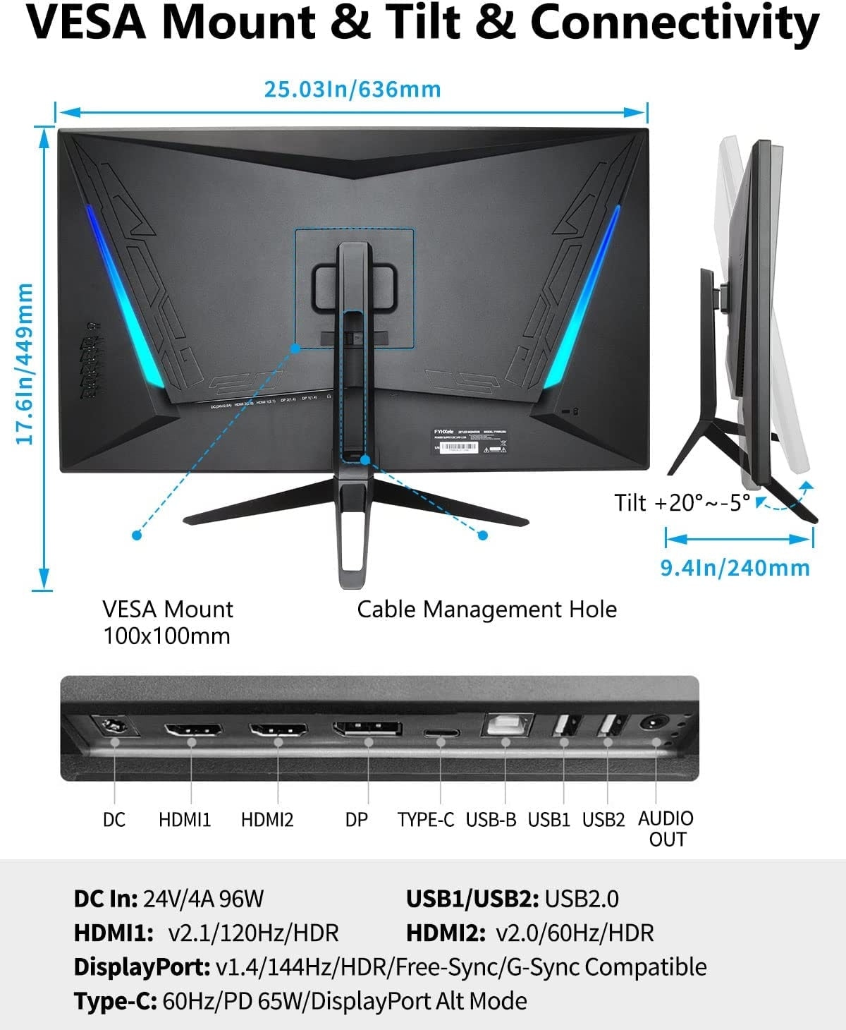 28inch 4K HDMI 2.1 Gaming PC Monitors With KVM Function
