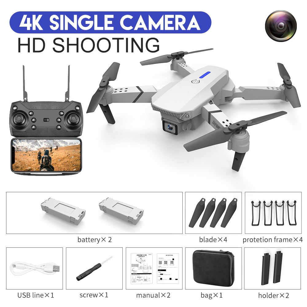 E88 4K Professional RC WIFI FPV Foldable Drone With 1080P Wide Angle HD Camera