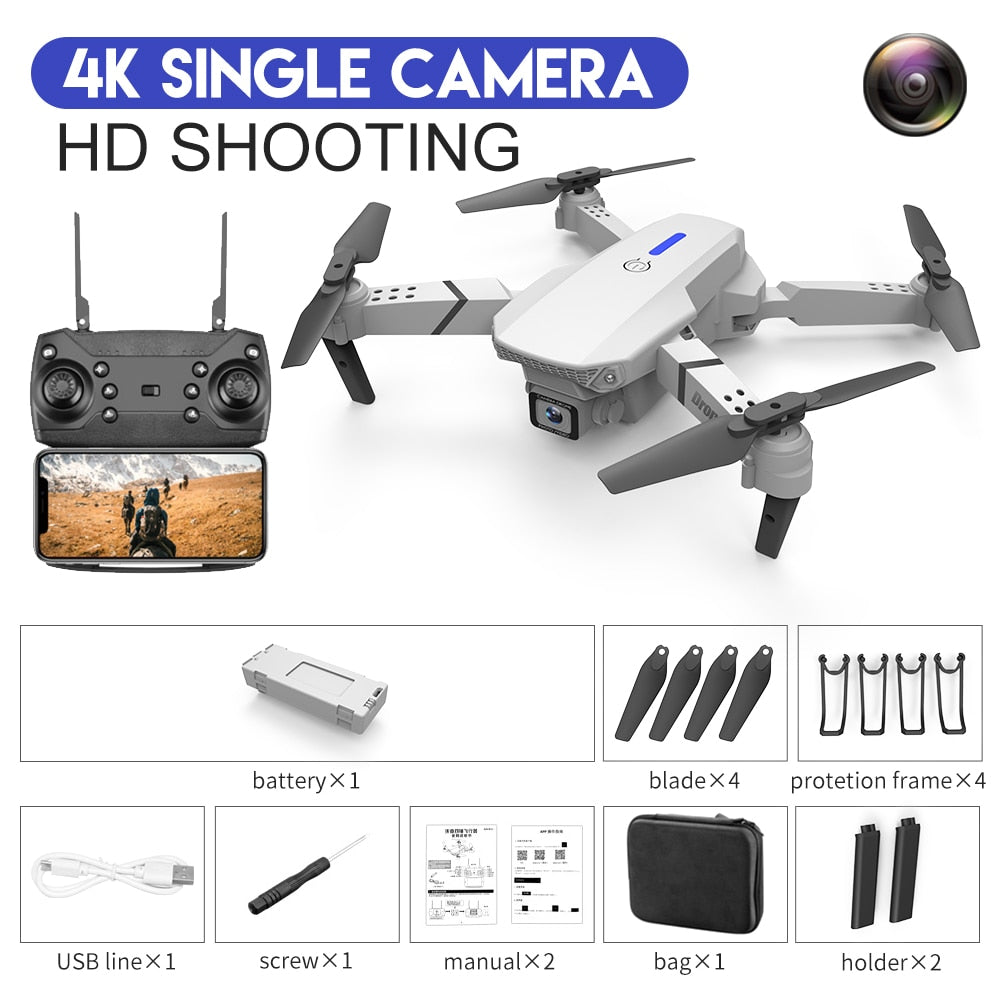 E88 4K Professional RC WIFI FPV Foldable Drone With 1080P Wide Angle HD Camera