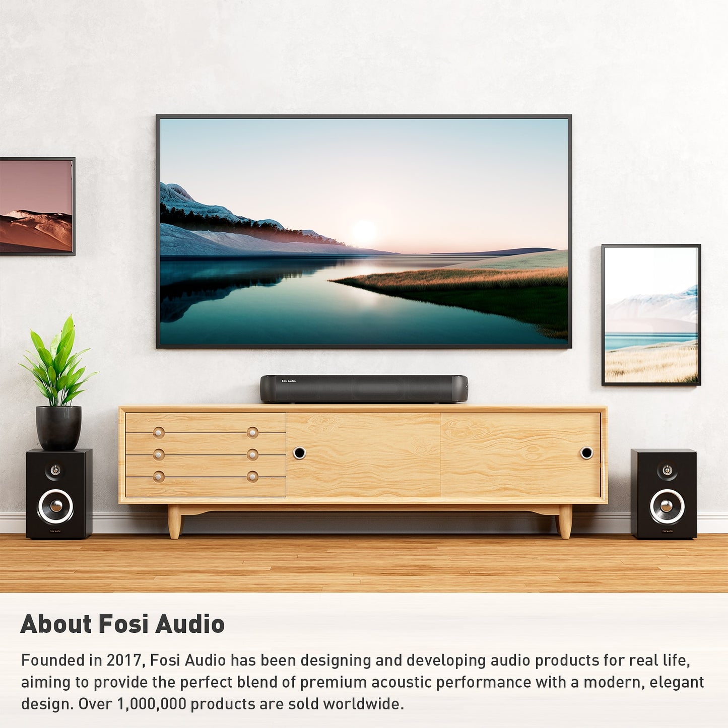 Fosi Built-in DSP Bass 18 inch 20W Bluetooth Sound Bar for TV with 5 EQ Modes and Adjustable via Remote Control