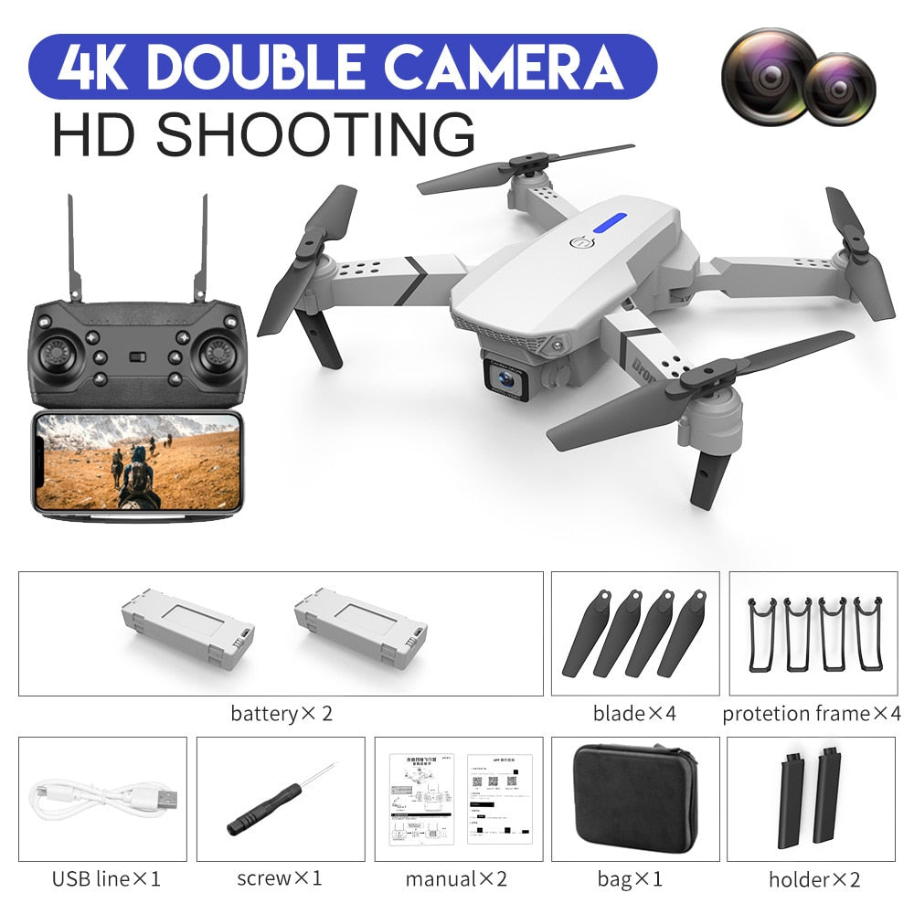 E88 4K Professional RC WIFI FPV Foldable Drone With 1080P Wide Angle HD Camera