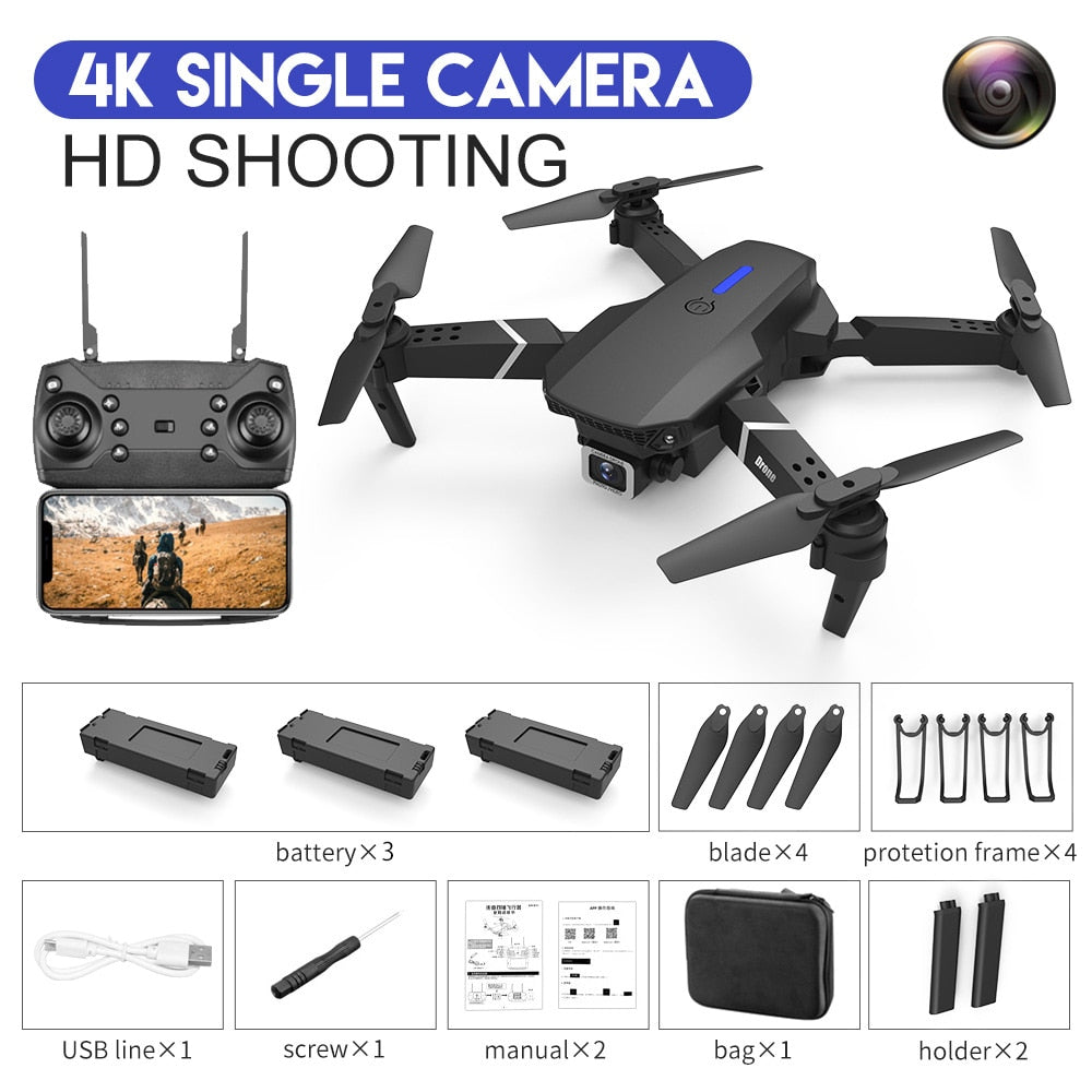 E88 4K Professional RC WIFI FPV Foldable Drone With 1080P Wide Angle HD Camera