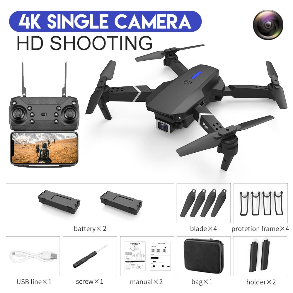 E88 4K Professional RC WIFI FPV Foldable Drone With 1080P Wide Angle HD Camera