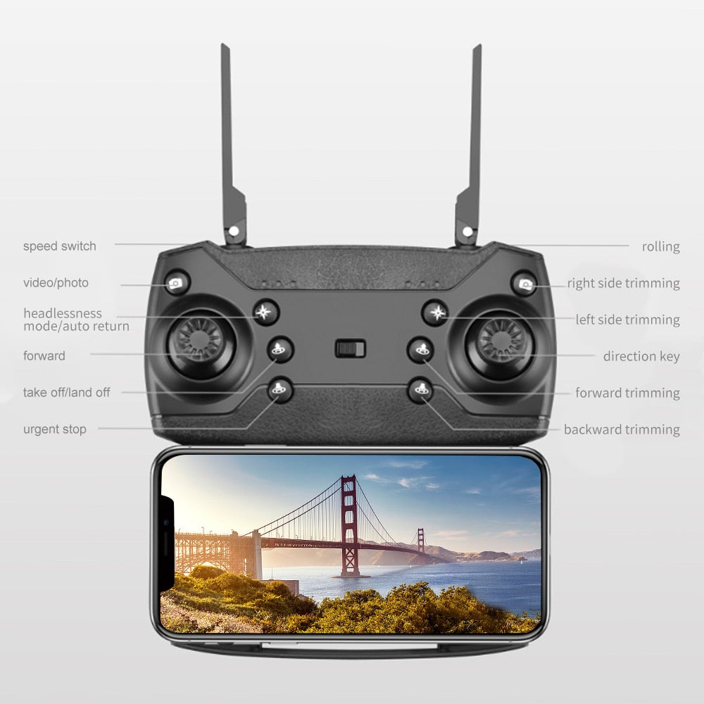 E88 4K Professional RC WIFI FPV Foldable Drone With 1080P Wide Angle HD Camera