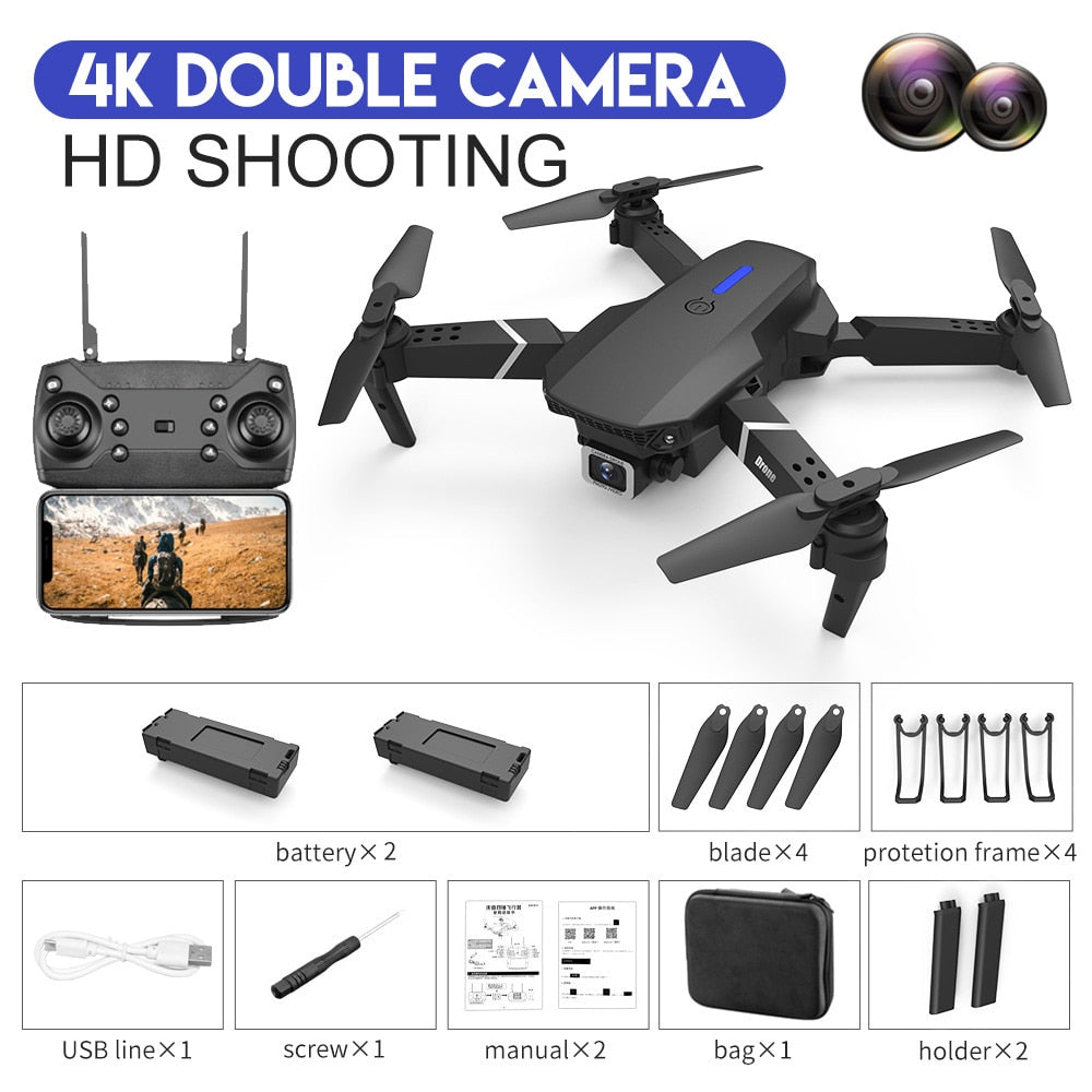 E88 4K Professional RC WIFI FPV Foldable Drone With 1080P Wide Angle HD Camera