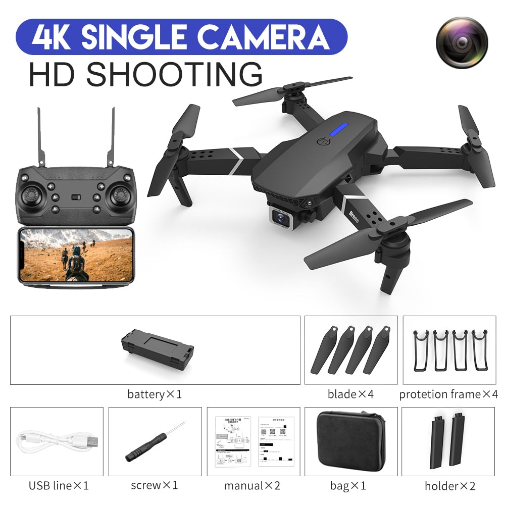 E88 4K Professional RC WIFI FPV Foldable Drone With 1080P Wide Angle HD Camera
