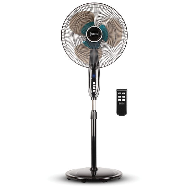 BLACK+DECKER BFSD116B 3-Speed 60-Watt 16-In. Dual-Blade Oscillating Stand Fan with Remote