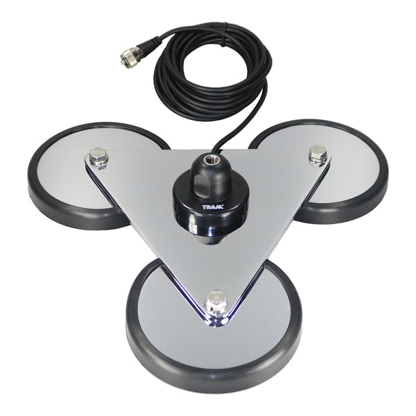Tram 2692 5-Inch Tri-Magnet CB Antenna Mount with Rubber Boots and 18-Foot RG58A/U Coaxial Cable