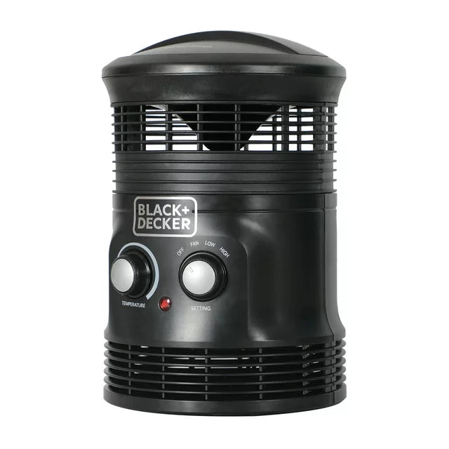 BLACK+DECKER BHDS156 1,500-Watt-Max Portable 360° Surround Fan Heater with Thermostat, Black