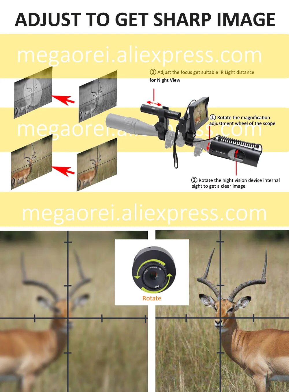 Megaorei2 720p Video Digital Infrared Night Vision Riflescope with Monitor and Flashlight