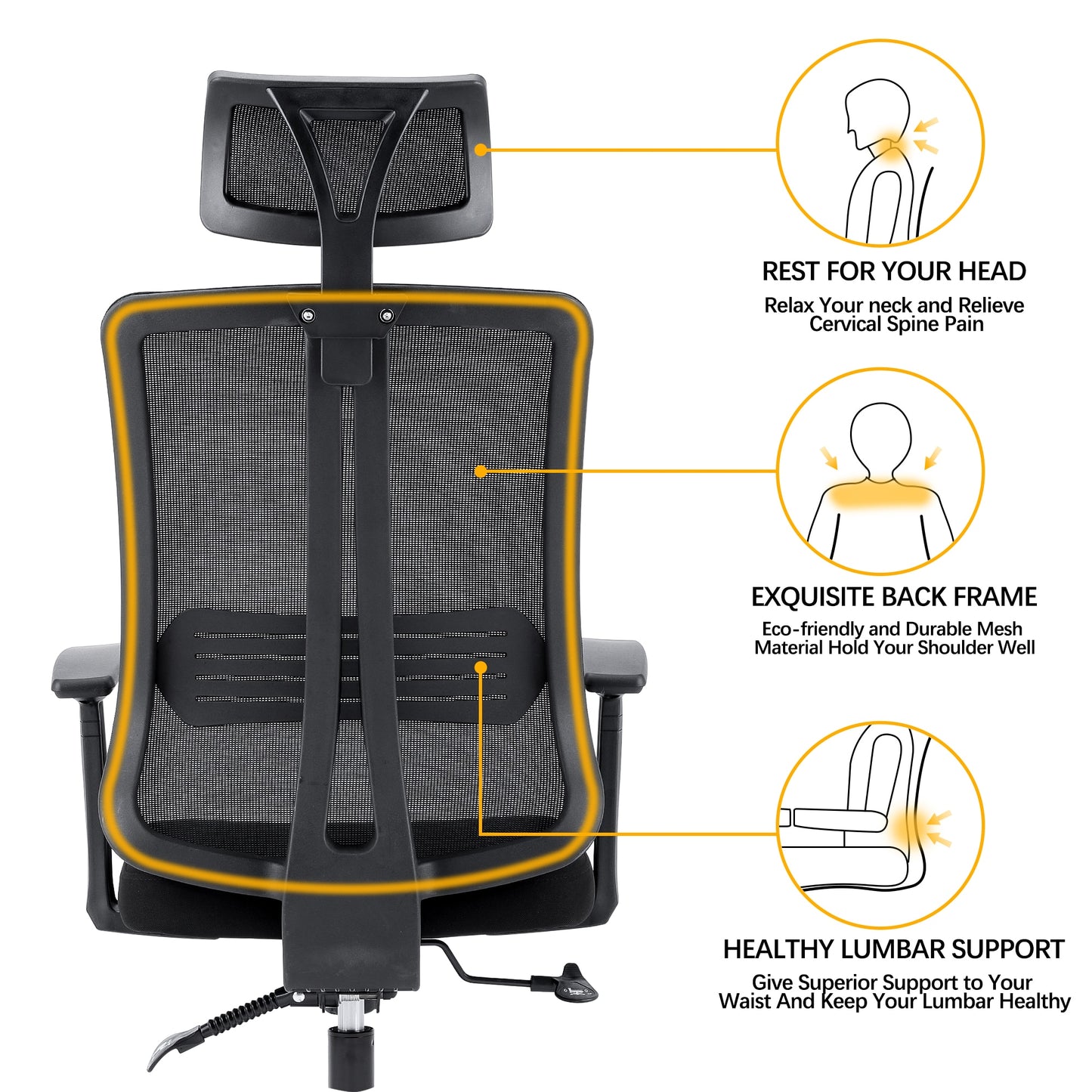 Sigtua Black Mesh Office Chair Ergonomic PC Chair