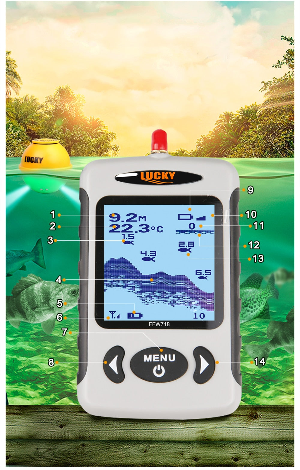 Lucky FFW718& FFW718LA Wireless Portable Fish Finder