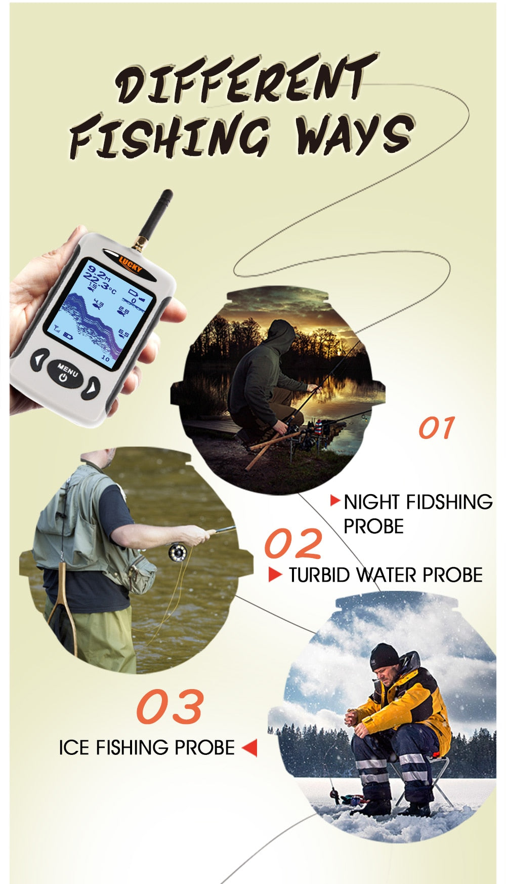 Lucky FFW718& FFW718LA Wireless Portable Fish Finder