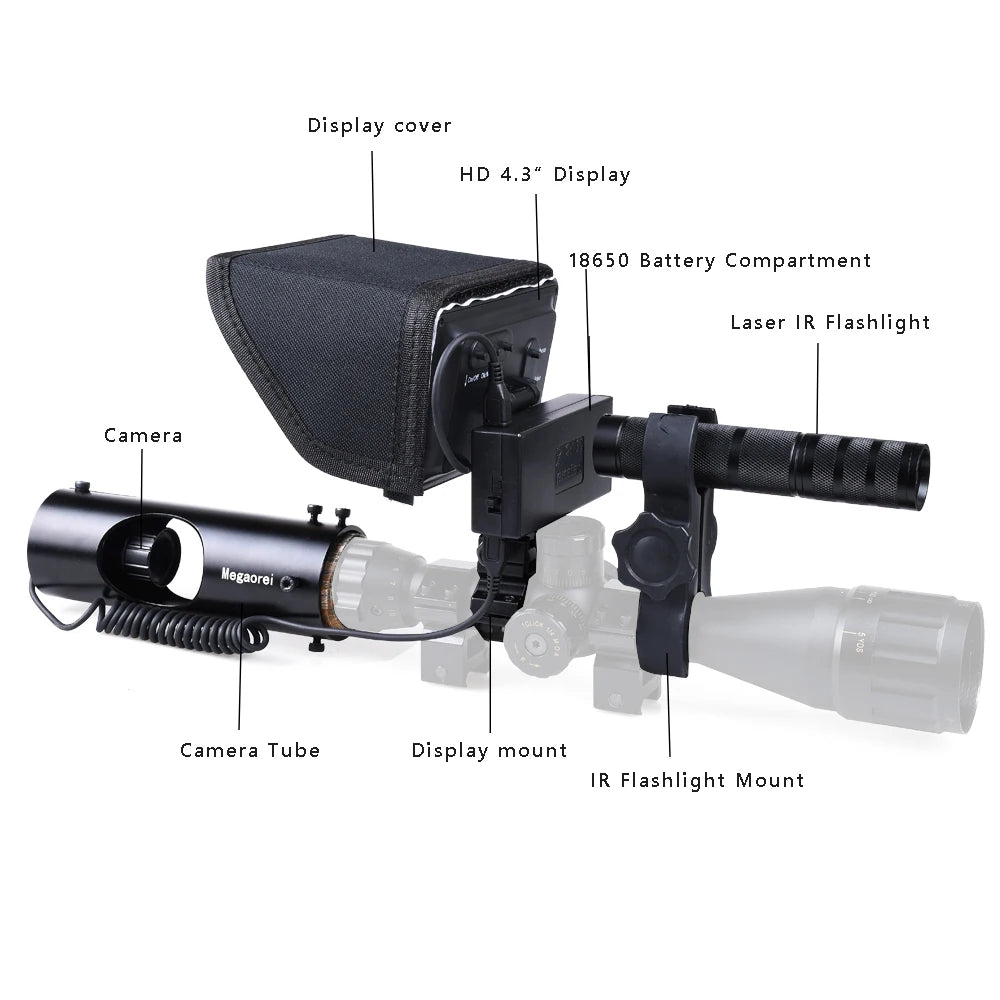 Hunting Night Vision IR Optics Riflescope Camera with 850nm Infrared LED Display