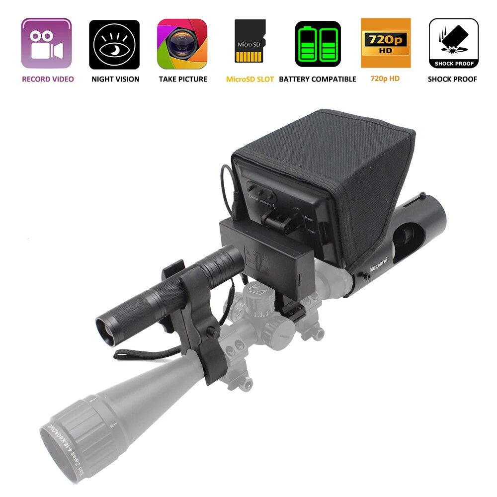 Megaorei2 720p Video Digital Infrared Night Vision Riflescope with Monitor and Flashlight