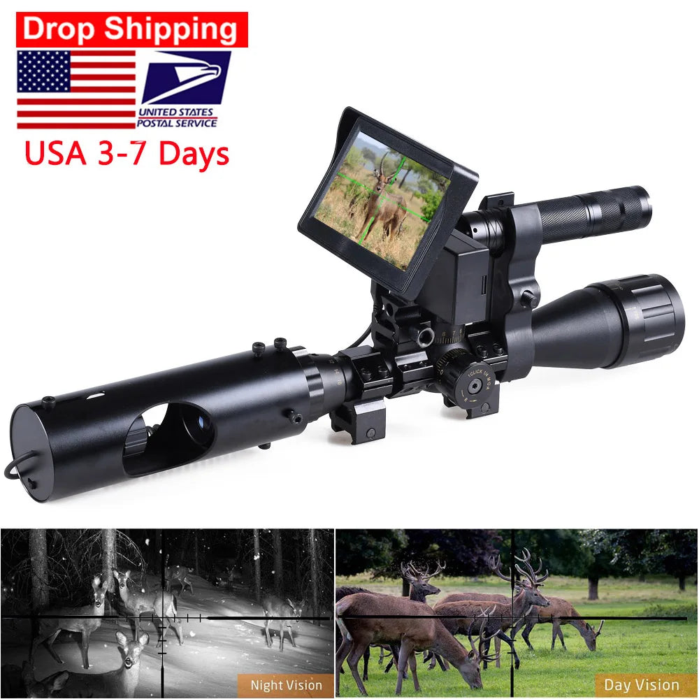 Hunting Night Vision IR Optics Riflescope Camera with 850nm Infrared LED Display