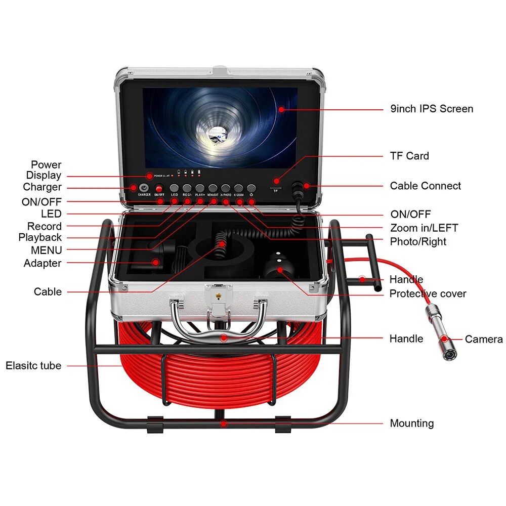 20M/30M/40M/50M Pipe Inspection  Industrial Endoscope Camera With DVR Recording