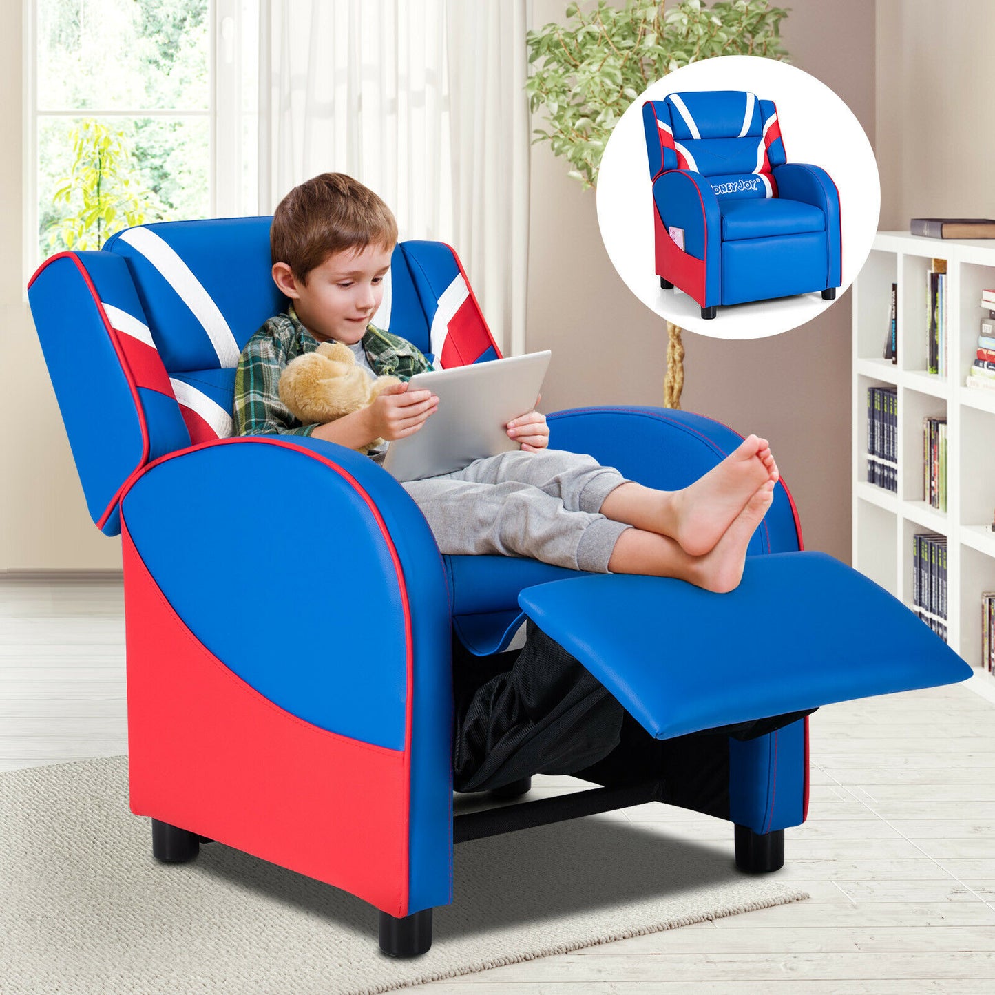 Costway Kids Recliner Gaming Chair with Side Pockets