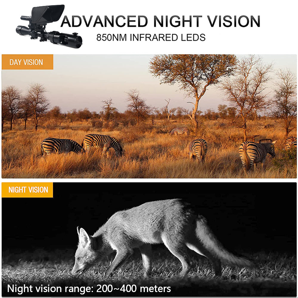 Hunting Night Vision IR Optics Riflescope Camera with 850nm Infrared LED Display