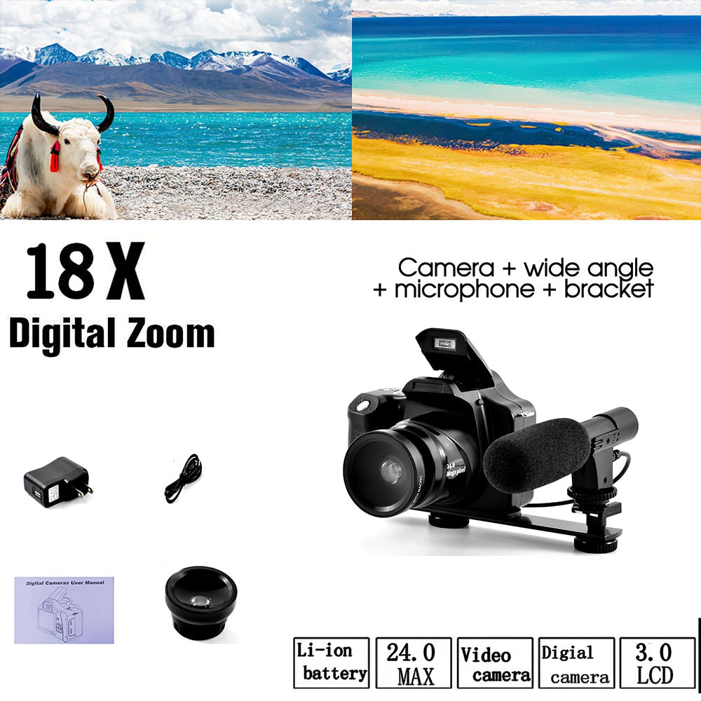 DSLR Camera Full HD 18X Telephoto Digital Camcorder