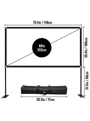 VEVOR 80 90 100 135 150 180 Inch Portable Outdoor Projector Screen W/ Stand and Storage Bag P