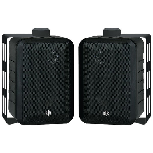 BIC America RTRV44-2 RtR Series RTRV44-2 4-In. Indoor/Outdoor Weather-Resistant Speakers, 100 Watts (Black)