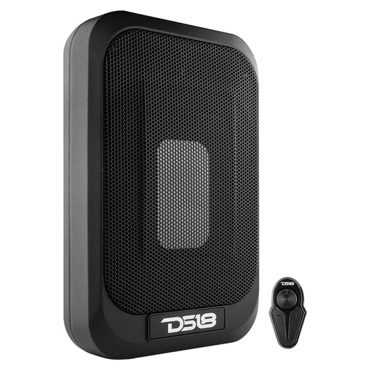 DS18 SQBASSX2 SQBASSx2 Under-Seat 7-In. x 9-In. 1,200-Watt-Max Amplified Subwoofer with Passive Radiator and Bass Remote