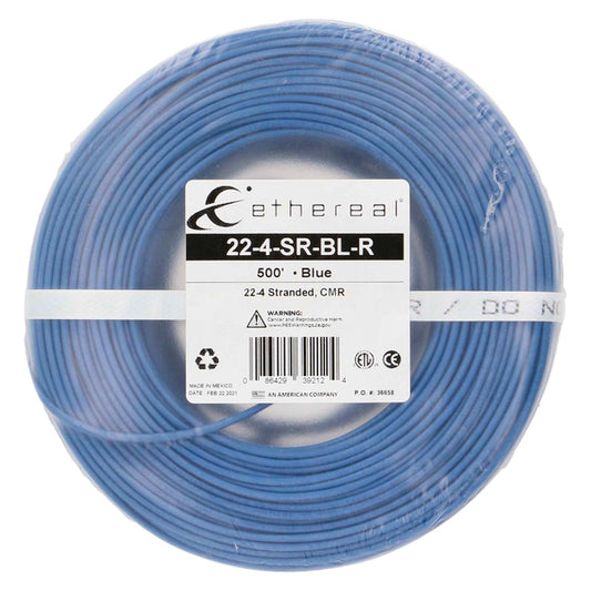 Ethereal 22-4-SR-BL-R FastPack 22-Gauge 4-Conductor Stranded Cable, 500 Ft. (Blue)