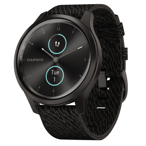 Garmin 010-02240-03 vivomove Hybrid Smartwatch (Style, Graphite Aluminum Case with Black Pepper Woven Nylon Band)