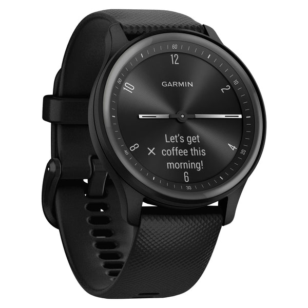 Garmin 010-02566-00 vivomove Sport Smartwatch with Silicone Band (Black Case, Slate Accents)